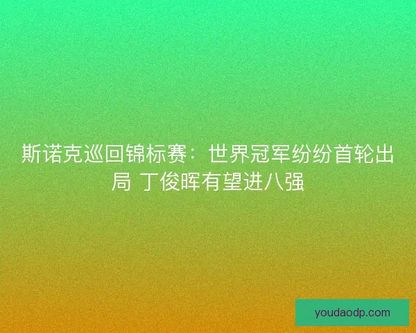 斯诺克巡回锦标赛：世界冠军纷纷首轮出局 丁俊晖有望进八强