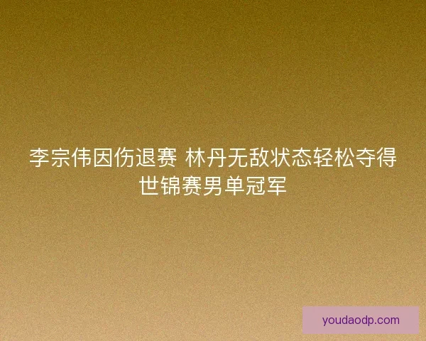 李宗伟因伤退赛 林丹无敌状态轻松夺得世锦赛男单冠军