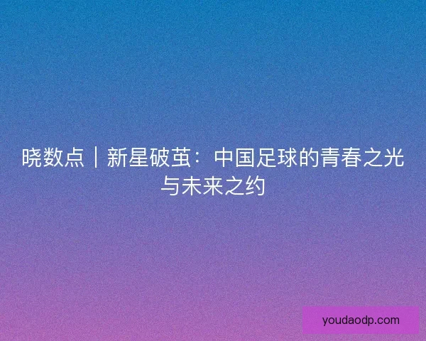 晓数点｜新星破茧：中国足球的青春之光与未来之约