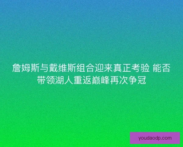 詹姆斯与戴维斯组合迎来真正考验 能否带领湖人重返巅峰再次争冠 詹姆斯与戴维斯组合迎来真正考验 能否带领湖人重返巅峰再次争冠