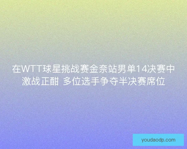 在WTT球星挑战赛金奈站男单14决赛中激战正酣 多位选手争夺半决赛席位